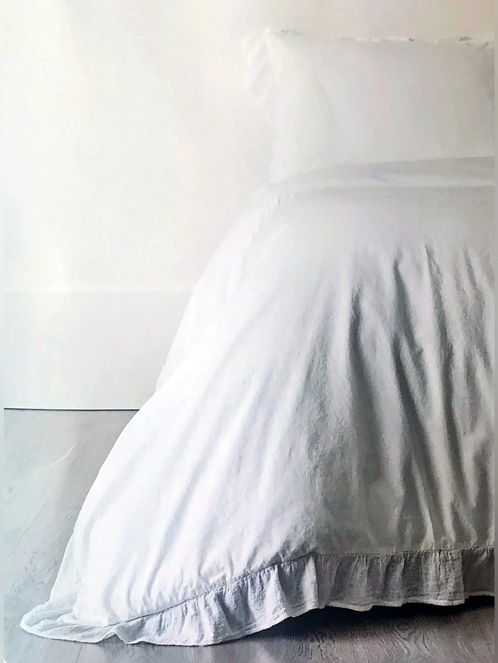NWT PiuBelle Washed Percale Cotton 4Piece Queen Sheet Set Ruffled Shabby Cottage